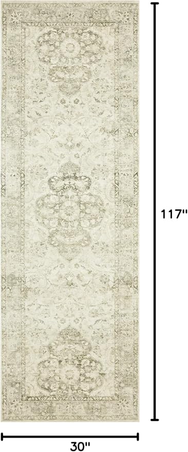 Loloi II Rosette Ivory/Silver 2'-6" x 9'-9" Runner Rug