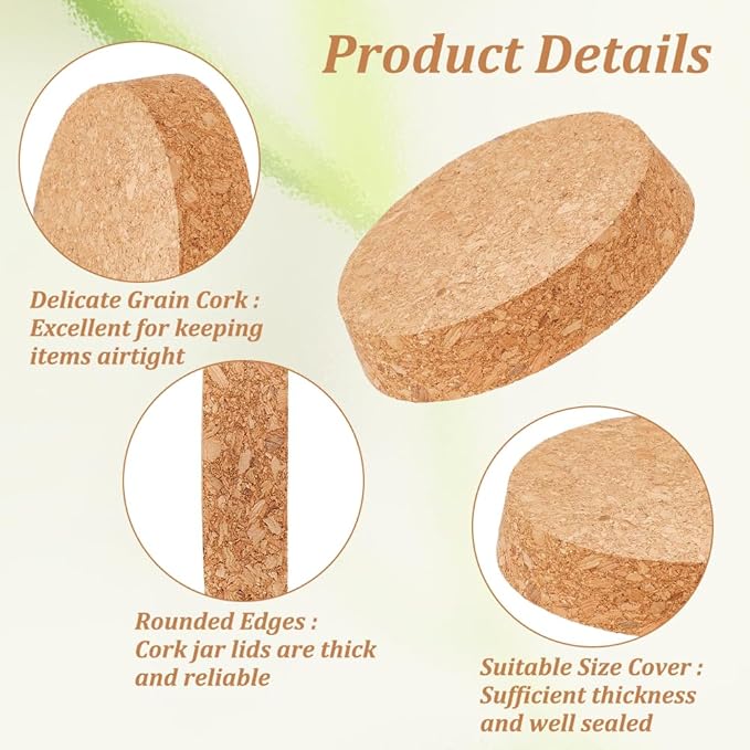 OLYCRAFT 8 Pcs Large Cork Stoppers Tapered Cork Plugs Wood Corks Lids Bottle Lids Cork Stoppers 3.1~3.4 inch Wine Bottle Stoppers Wood Jar Cork for Kitchen Wedding Favor Canning - 1.7cm Thick