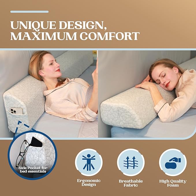 FeelAtHome Bed Gap Filler | Bed Wedge Pillow for Headboard to Close The Gap (0-8") Between Headboard and Mattress - Headboard Pillow Wedge for Twin Bed (39"x10"x5")