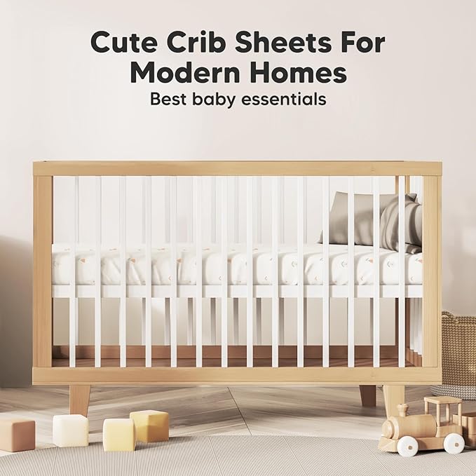 2-Pack Organic Crib Sheets for Boys, Girls - Jersey Fitted Crib Sheet, Baby Crib Sheets Neutral, Crib Mattress Sheet, Cotton Crib Sheets, Breathable Crib Sheet, Baby Mattress Sheets (Wildflowers)