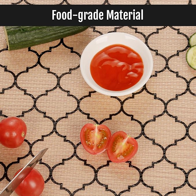 Cooyes Shelf Liner – Non-Slip Shelf Liners for Kitchen Cabinets – Waterproof Shelf Paper with Modern Pattern – Durable EVA Cabinet Liners