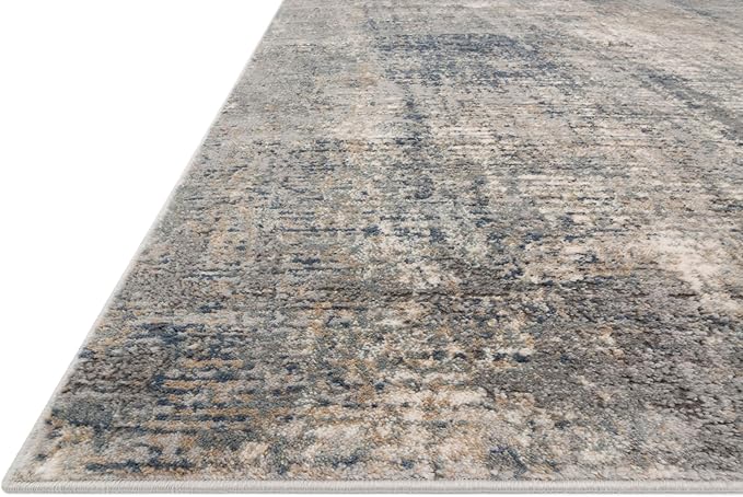 Loloi Teagan Collection 9'-9" x 13'-6" Area Rug in Denim/Slate - Large, Soft Neutral Rug, High-Traffic for Living Room, Bedroom, Home Office, Dining Area