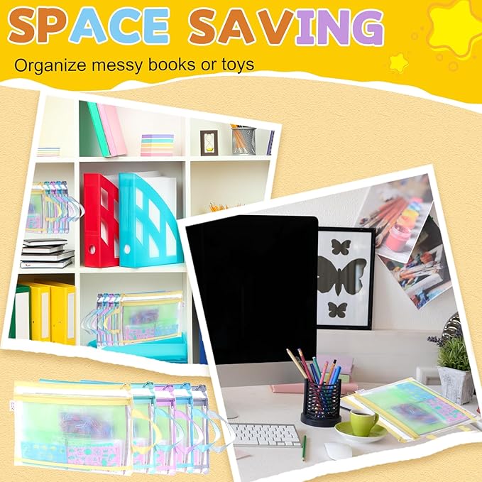 20 Pack Colored Mesh Zipper Pouch Bags,5 Color,A4 Double-Layer Nylon Puzzle Building Block Sets Toy Storage Organization, Mesh Bags with Zipper and Handle for School Office Playroom Storage