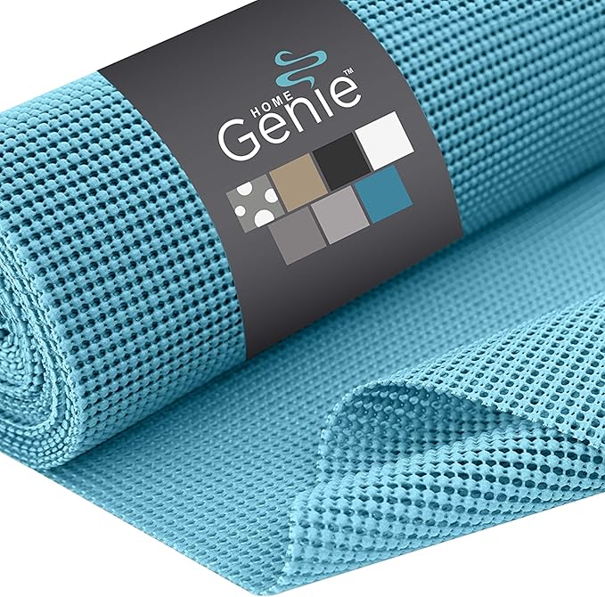 HOME GENIE Drawer Shelf and Cabinet Liner, Durable with Strong Grip, 12 Inch x 20 FT, Non Adhesive Liners Protect Kitchen Cabinets and Cupboard, Bathroom Drawers and Shelves, Desks, Teal