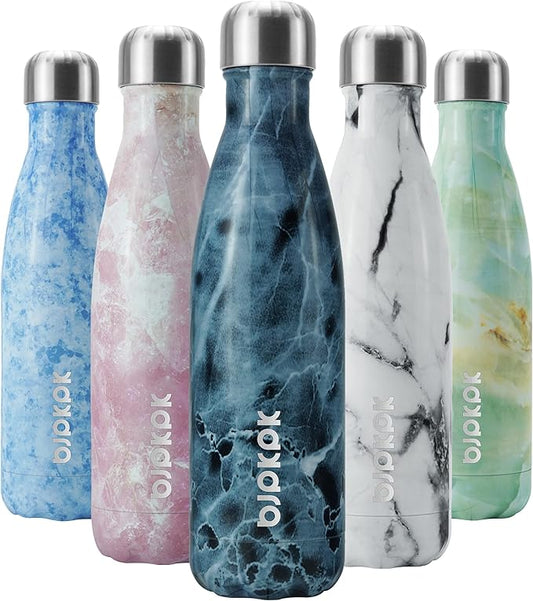 BJPKPK Insulated Water Bottle 17 oz Stainless Steel Water Bottles Cola Shape Water Bottles For Travel -Marble Ocean Graphics