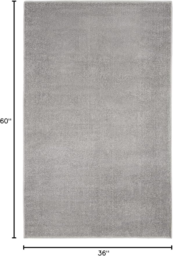 Nourison Essentials Indoor/Outdoor Silver Grey 3' x 5' Area Rug, Easy Cleaning, Non Shedding, Bed Room, Living Room, Dining Room, Backyard, Deck, Patio (3x5)