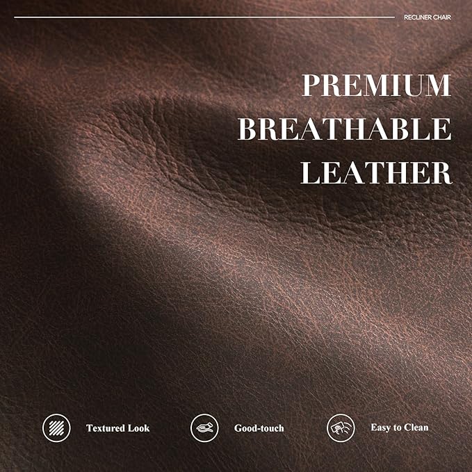 Swivel Rocking Recliner Glider Chair, Leather Reclining Rocker Chair with Footrest for Living Room, Nursery, Office, Bedroom, Ergonomic High Backrest, Wide Seat Cushion and Metal Base-Chocolate
