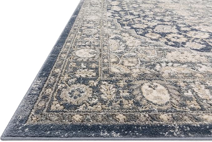 Loloi Teagan Collection 7'-11" x 10'-6" Area Rug in Denim/Mist - Large, Soft Neutral Rug, High-Traffic for Living Room, Bedroom, Home Office, Dining Area