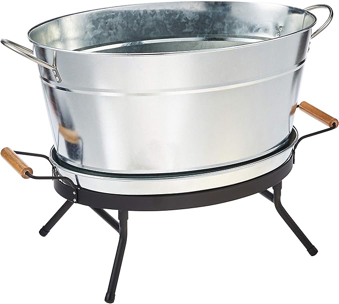 Tablecraft Beverage Tub Set, 6 Gallon, Galvanized/Black
