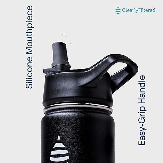 Clearly Filtered 32oz Water Bottle/Targets 220+ Contaminants/Double-Wall Insulated Stainless Steel Filtered Water Bottle BPA/BPS-Free Phthalate-Free Filters Fluoride Lead Chlorine (White)