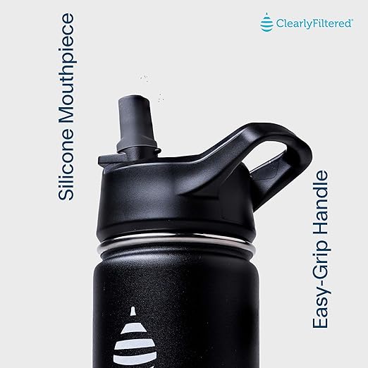 Clearly Filtered 32oz Water Bottle/Targets 220+ Contaminants/Double-Wall Insulated Stainless Steel Filtered Water Bottle BPA/BPS-Free Phthalate-Free Filters Fluoride Lead Chlorine (Teal Blue)