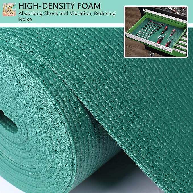 Foam Toolbox Liner Shelf Liner, Thickened Durable Pad Tool Box Mat for Protecting Your Tools, Work Surfaces, Garage, Chest -Green 3mm Thickness, 18 inch*24 ft