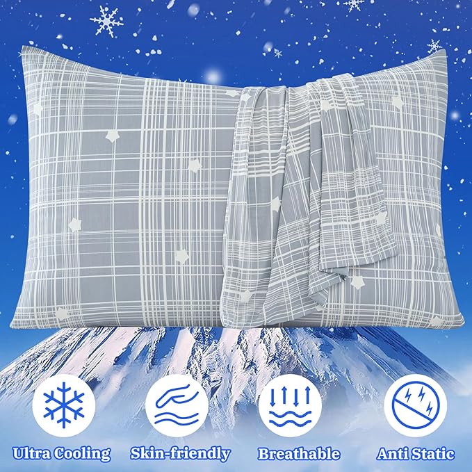 Cooling Pillow Cases for Hot Sleepers - Double Side Arc-Chill Q-Max>0.5 Cooling Fiber Cool Pillow Cases 2 Pack - Breathable Soft Cold Pillow Cases with Hidden Zipper (20" x 36")