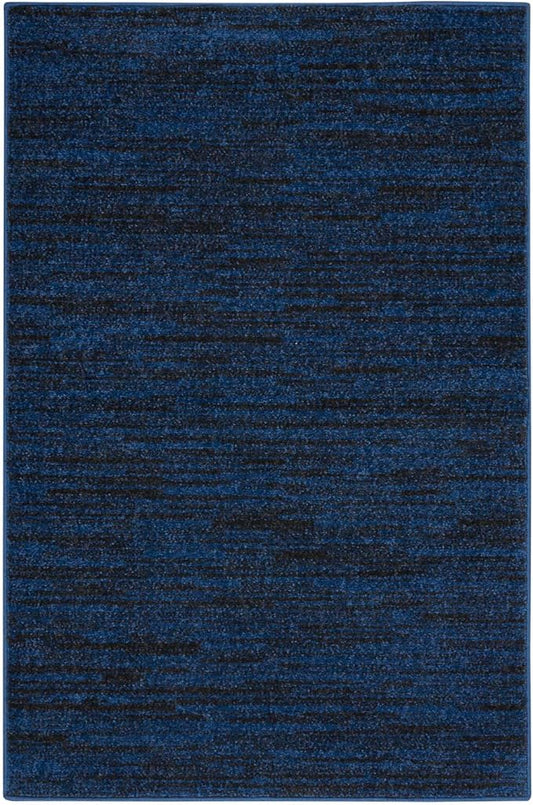 Nourison Essentials Indoor/Outdoor Midnight Blue 2' x 4' Area Rug, Easy Cleaning, Non Shedding, Bed Room, Living Room, Dining Room, Backyard, Deck, Patio (2x4)