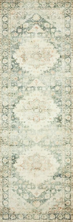 Loloi II Rosette Teal/Ivory 2'-2" x 5' Accent Rug