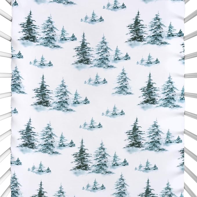 JISEN Fitted Crib Sheets 1 Piece Soft Breathable Baby Crib Sheets for Standard Crib and Toddler Mattress Baby Bed Sheets for Crib for Baby Boys Girls Neutral 28x52 Inch Woodland