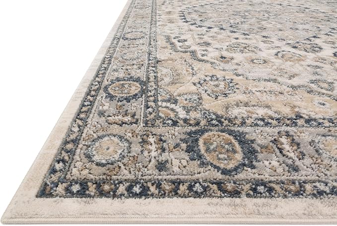 Loloi Teagan Collection 5'-3" x 7'-6" Area Rug in Natural/Lt. Grey - Large, Soft Neutral Rug, High-Traffic for Living Room, Bedroom, Home Office, Dining Area