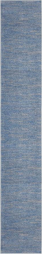 Nourison Essentials Solid Indoor/Outdoor Blue/Grey 2'2" x 20 Area Rug, Easy Cleaning, Non Shedding, Bed Room, Living Room, Dining Room, Deck, Patio, Backyard (2x20)