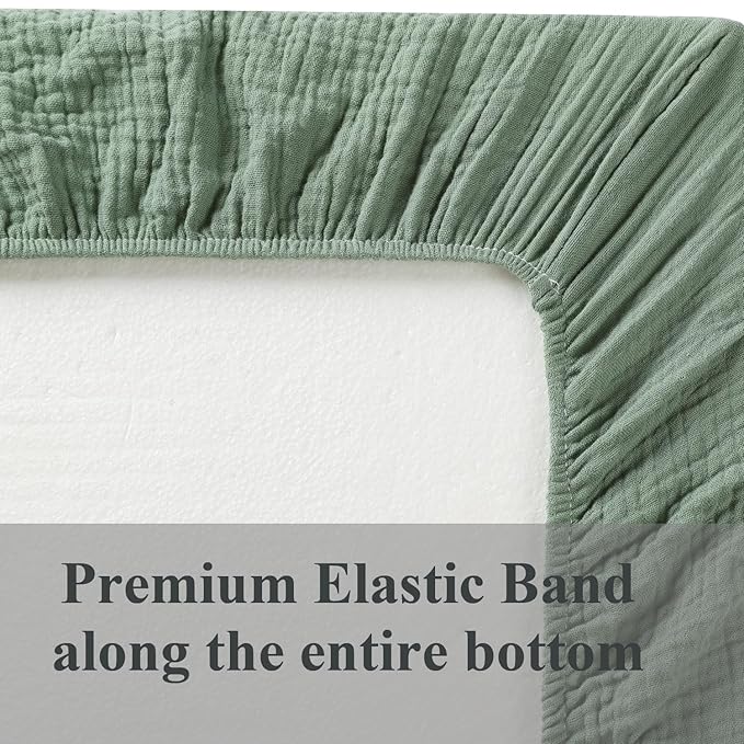 Muslin Bassinet Sheet Compatible with Baby Delight Beside Me Dreamer Bassinet, 2 Pack Cotton Stylish Boho Fitted Bassinet Sheets Super Soft for Baby Roman Green & Botanical Leaf