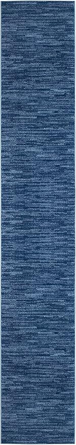 Nourison Essentials Indoor/Outdoor Navy Blue 2'2" x 16 Area Rug, Easy Cleaning, Non Shedding, Bed Room, Living Room, Dining Room, Backyard, Deck, Patio (2x16)