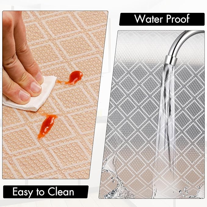 Cooyes Shelf Liner – Non-Slip Shelf Liners for Kitchen Cabinets – Waterproof Shelf Paper with Modern Pattern – Durable EVA Cabinet Liners