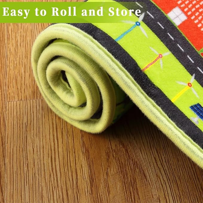 Kids Rug 4x4 Play Mats for Babies and Toddlers Car Rug Kids Room Rug Play Mat for Children Toddlers,Circle Rug Kids Classroom Playroom Play Rug Round Rug