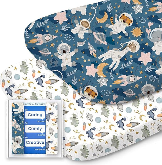 Bassinet Sheets for Baby Boy Girl, TotBasic Buttery Soft Universal Bassinet Fitted Sheet, Compatible with Halo, Mika Micky, Baby Delight, Dream On Me, Maxi COSI & More Bassinet Mattress