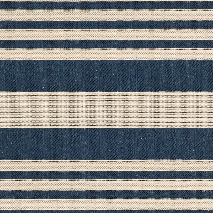 SAFAVIEH Courtyard Collection Accent Rug - 4' x 5'7", Navy & Beige, Non-Shedding & Easy Care, Indoor/Outdoor & Washable-Ideal for Patio, Backyard, Mudroom (CY6062-268)