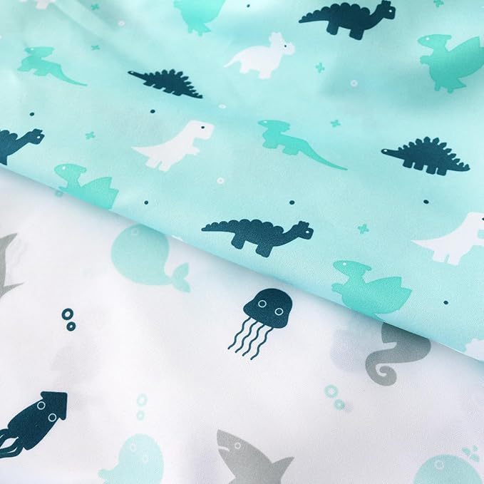 Bassinet Sheets 4 Pack Fit for Fodoss, Cloud Baby, RICUTON, Yacul, VaVaSoo Rocking, Simmons Kids Bassinet(not for Twins) and Graco Travel Lite, Ultra Soft Skin-Friendly, Aqua Dinosaurs & White Ocean