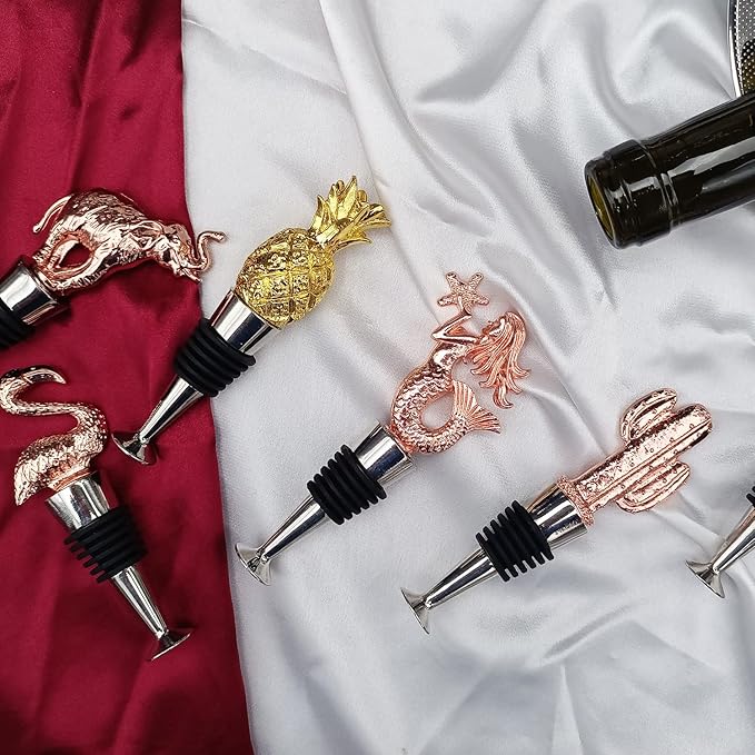 Pineapple Wine Bottle Stopper, Reusable Zinc-Alloy Storage wine Stoppers ,Beautiful Golden Decoration wine Gift for Home Decoration, Wedding, Beach Themed Event Favor