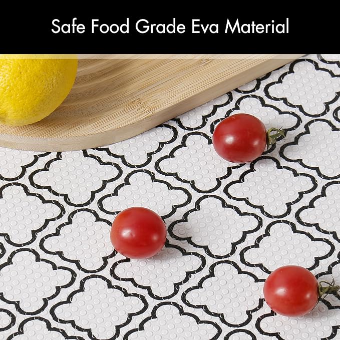 Cooyes Shelf Liner – Non-Slip Shelf Liners for Kitchen Cabinets – Waterproof Shelf Paper with Modern Pattern – Durable EVA Cabinet Liners