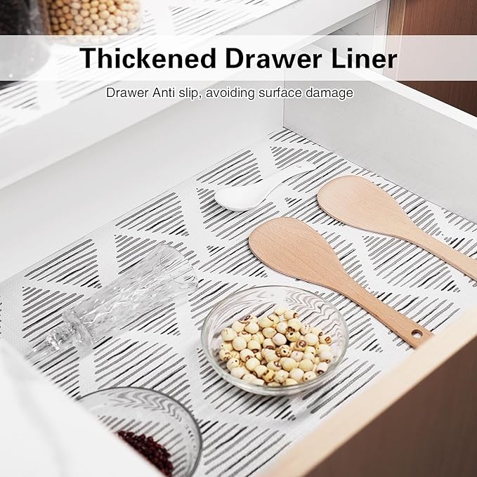 Shelf and Drawer Liner for Kitchen Cabinet,18 in x 20 FT Non-Adhesive Cabinet Liners for Shelves Non-Slip Waterproof Kitchen Drawer Liners Contact Paper Shelf Paper with Knife and Tape Measure