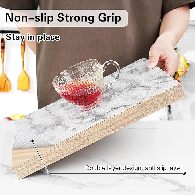 Shelf and Drawer Liner for Kitchen Cabinet-24 in x 20 FT Non-Adhesive Cabinet Liners for Shelves Non-Slip Waterproof Kitchen Drawer Liners Contact Paper Shelf Paper with Knife and Tape Measure