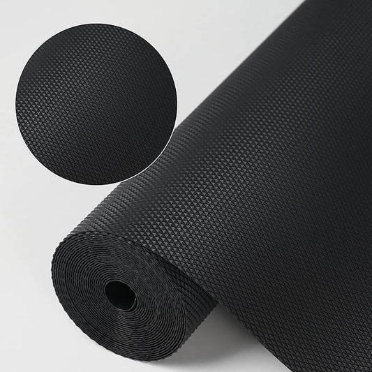 Kitchen Shelf Liner Drawer Liners, Non-Adhesive Refrigerator Liners Waterproof Fridge Mats with Strong Durable Kitchen Cabinets Mat for Drawers, Shelves, Pantry Black