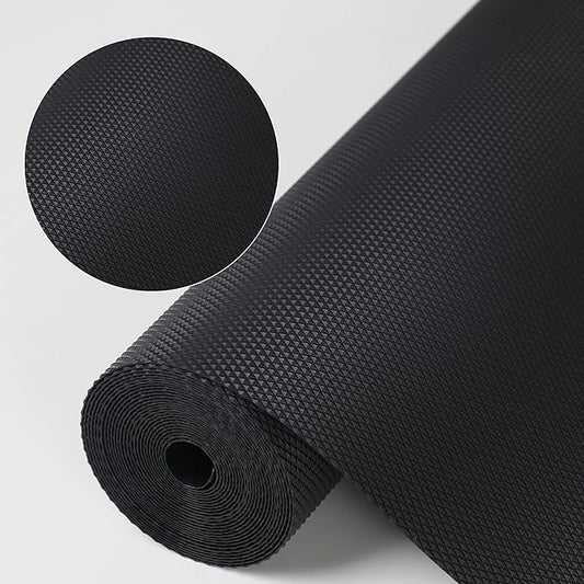 Kitchen Shelf Liner Drawer Liners, Non-Adhesive Refrigerator Liners Waterproof Fridge Mats with Strong Durable Kitchen Cabinets Mat for Drawers, Shelves, Pantry Black