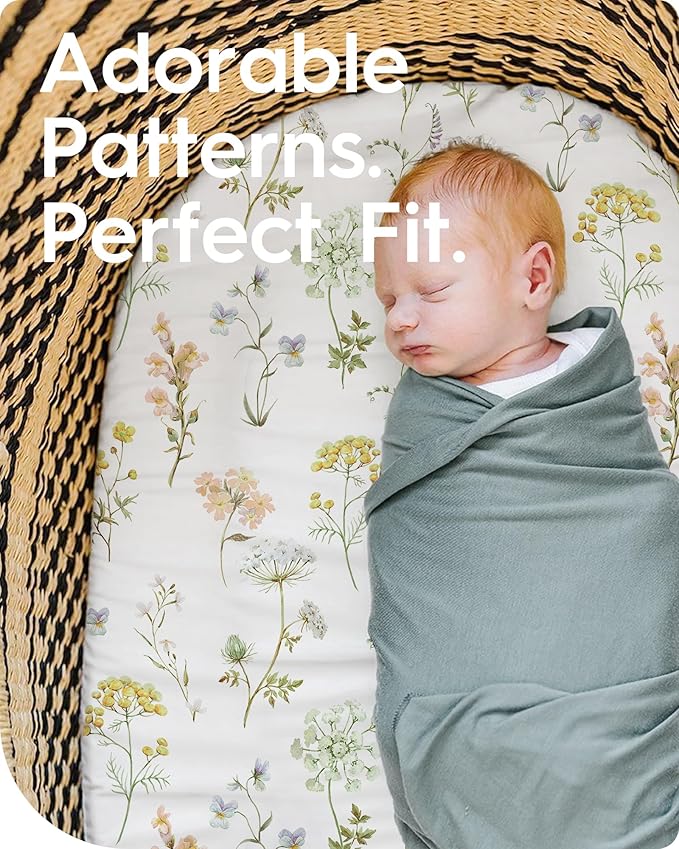 Bassinet Sheets for Baby Boy Girl, TotBasic Buttery Soft Universal Bassinet Fitted Sheet, Compatible with Halo, Mika Micky, Baby Delight, Dream On Me, Maxi COSI and More Bassinet Mattress(Butterfly)