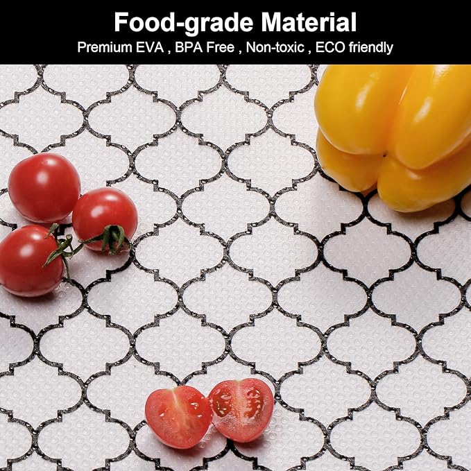 Cooyes Shelf Liner – Non-Slip Shelf Liners for Kitchen Cabinets – Waterproof Shelf Paper with Modern Pattern – Durable EVA Cabinet Liners