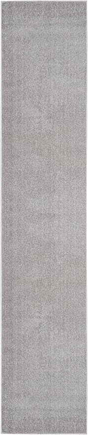 Nourison Essentials Indoor/Outdoor Silver Grey 2'2" x 20 Area Rug, Easy Cleaning, Non Shedding, Bed Room, Living Room, Dining Room, Backyard, Deck, Patio (2x20)