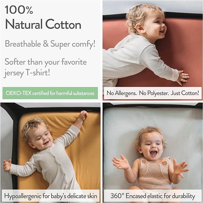 Bassinet Fitted Sheets for Fisher Price Bassinet Soothing Motions, Stow and Go, Rock with Me and Soothing View Bassinet – Snuggly Soft 100% Jersey Cotton – Dusty Blue + Navy – 2 Pack