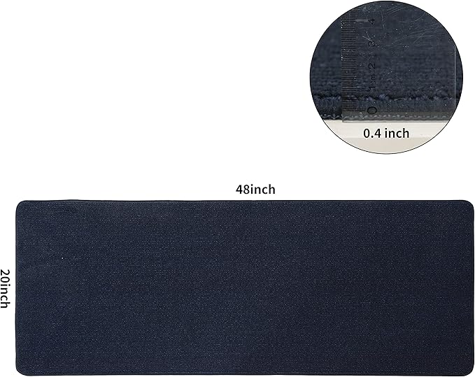 COSY HOMEER 20X48 Inch Kitchen Rug Mats Made of 100% Polypropylene Strip TPR Backing Soft Kitchen Mat Specialized in Anti Slippery and Machine Washable,for Kitchen, Floor Home,Office,Sink,Laundry,Navy
