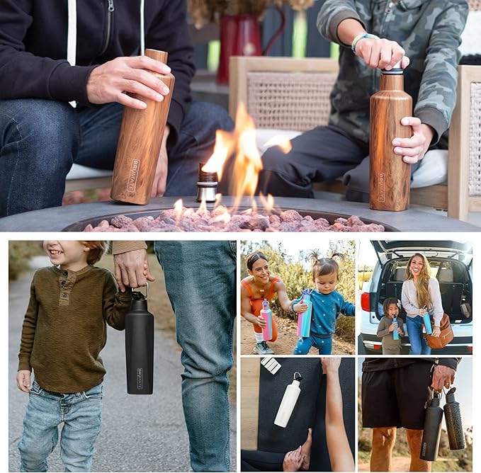 BrüMate ReHydration Mini Kids Water Bottle | 100% Leakproof Insulated Water Bottle for Kids with Straw | Stainless Steel Water Canteen | Perfect Kids Water Bottle for School | 16oz (Walnut)