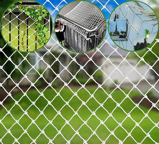 Rope Net Kids Safety Rope Netting Stairs Balcony Fence Safety Net Child Railing Playground Protection Rope Netting Indoor and Outdoor Decor Net White (6mm,3X3m)