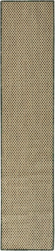 Nourison Courtyard 8' Runner Green Fabric Area Rug