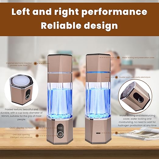 Portablely Hydrogen Generator Water Bottle,Drinking Hydrogen Water Generator, Hydrogen Rich water Generator bottle for Outdoor Sports(champagne, zbfC1champagne