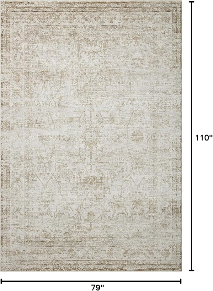Loloi Amber Lewis Honora Collection HON-01 Ivory/Natural 6'-7" x 9'-2" Area Rug