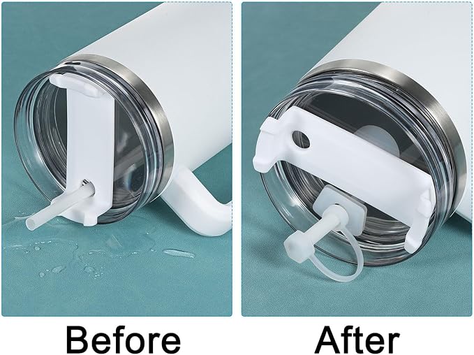 PATIKIL Silicone Spill Stopper for Straw Cup 1.0 2.0 40oz/ 30oz, Set of 9 Tumbler Accessories Including 3 Straw Cover Cap, 3 Square Spill Stopper and 3 Round Leak Stopper, Clear/Pink