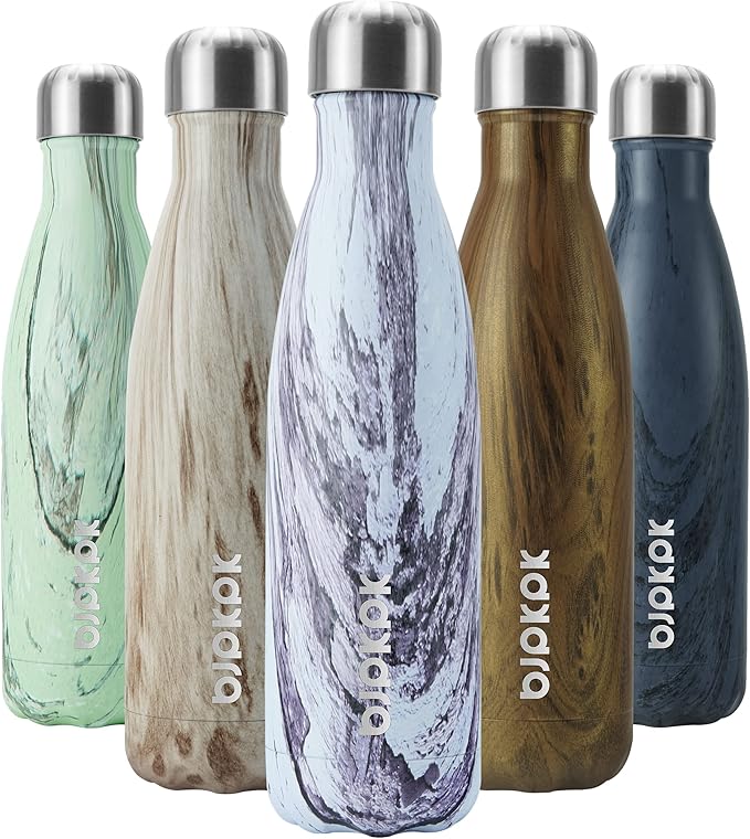 BJPKPK Stainless Steel Water Bottles, 17 oz Metal Insulated Water Bottle Reusable Travel Sports Thermal Water Bottle -Lily Wood Graphics