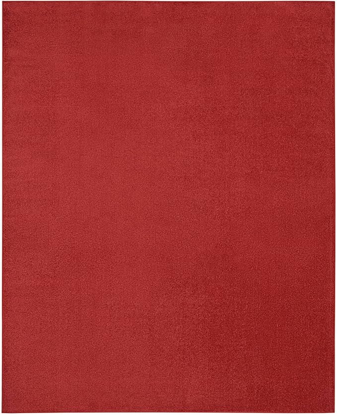 Nourison Essentials 120x168 Rectangle Contemporary Fabric Area Rug in Brick Red