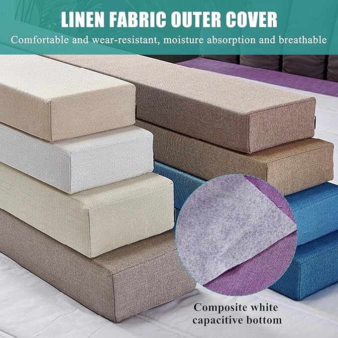 Mattress Extender, Bed Gap/Space Filler, Headboard Pillow Between Headboard and Mattress or Wall, High-Density Foam with Removable Cover(Light Grey- Queen-60 * 4 * 6in)