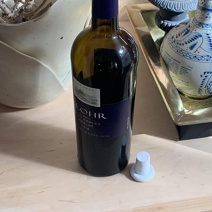 Outset B320 Silicone Wine Bottle Stoppers, White Marble, Small